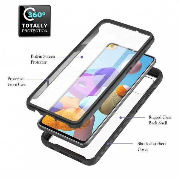 Samsung A21s Heltäckande Premium 3D Skal ThreeSixty Transparent