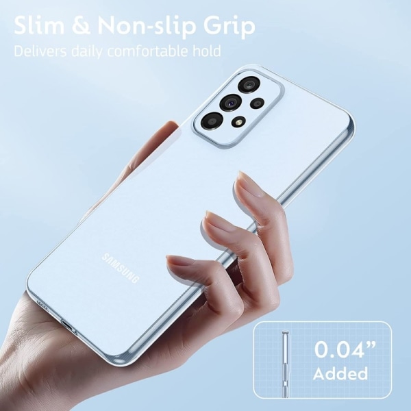 Samsung A23 5G iskuja vaimentava silikonikotelo Simple Transparent