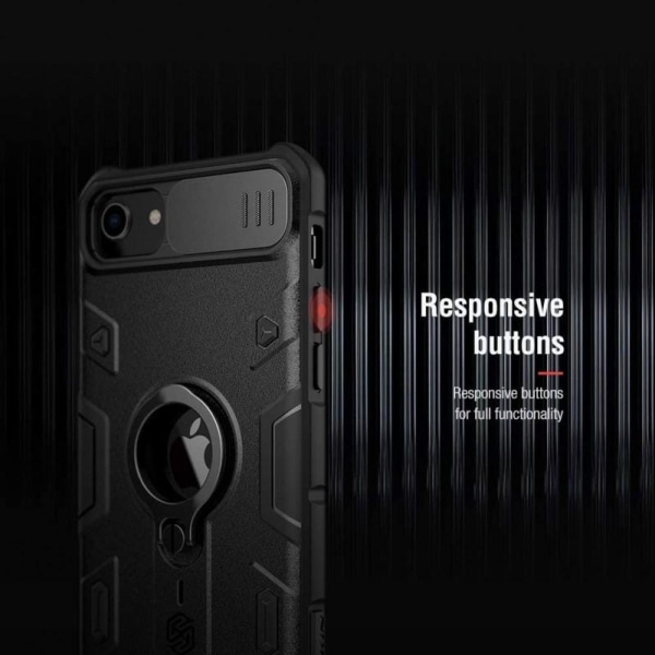 iPhone SE (2020) Iskunkestävä suojus sormustelineellä Nillkin Black