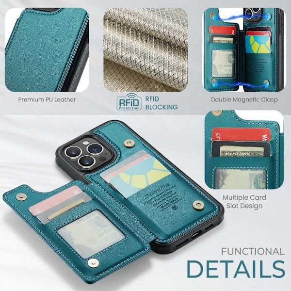 CaseMe Shockproof Cover Kortholder Stander 4-rums iPhone 12 Pro Max Grön