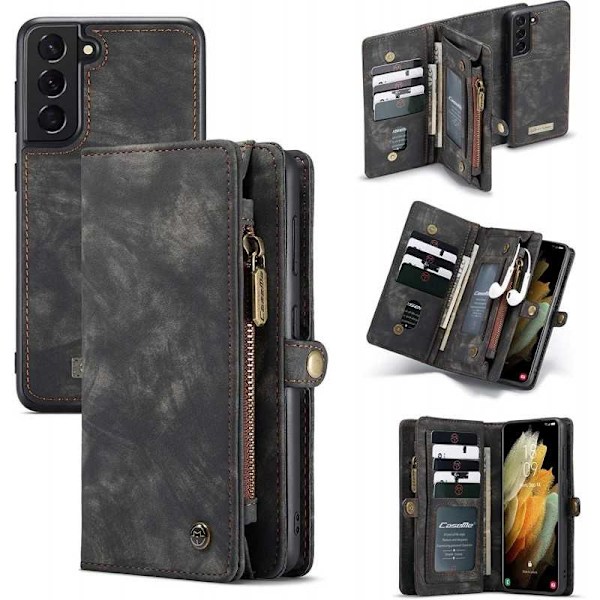 Samsung S21 Plus lompakkokotelo, monipaikkainen 13-tasku Black