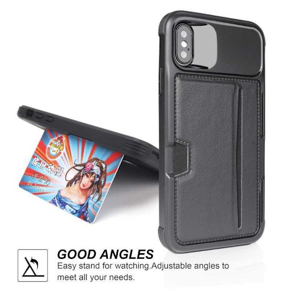 iPhone XS Max Iskunkestävä kansi korttilokerolla Solid V2 Black