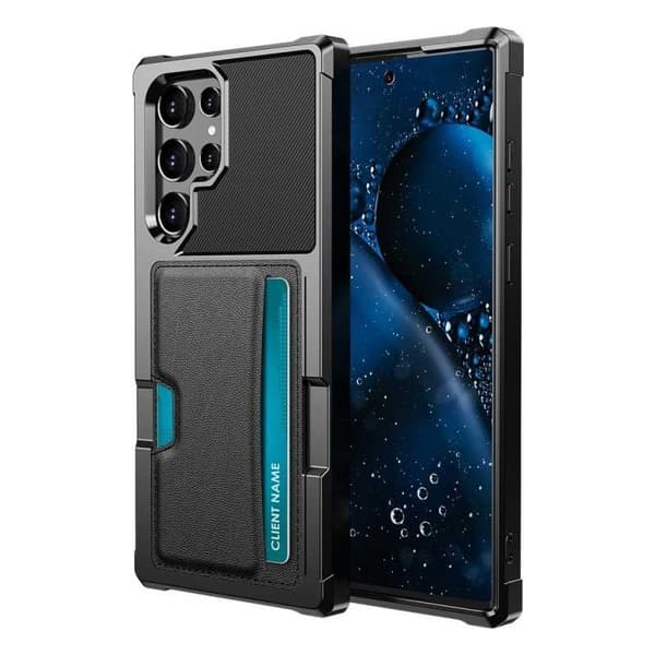 Samsung S22 Ultra Iskunkestävä kansi korttipaikalla Solid V2 Black