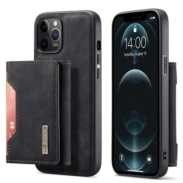 8-FACK iPhone 14 Pro Stöttåligt Skal med Magnetisk Korthållare DG.MING Detach Black