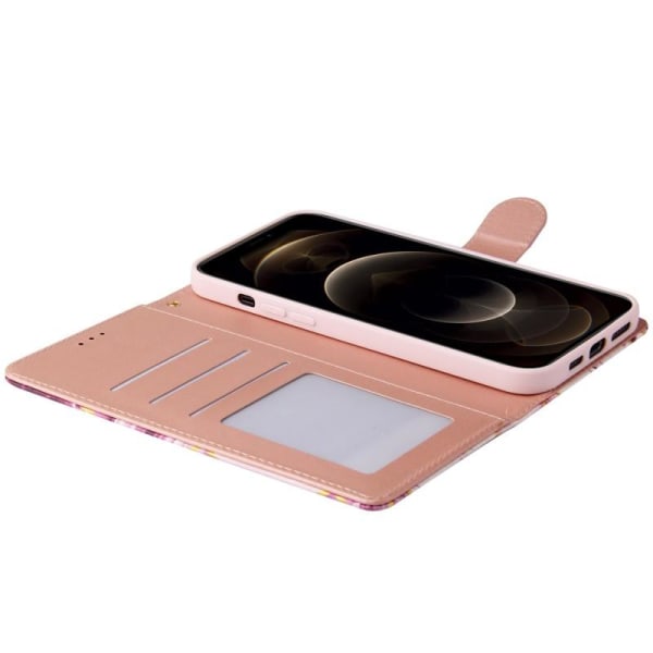 iPhone 12 Pro Max Trendikäs lompakkokotelo Sparkle 4-FACK Rosa