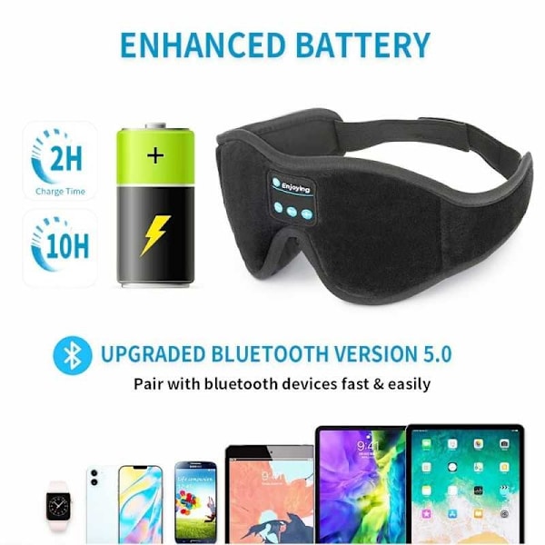Sovmask med Inbyggda Bluetooth Högtalare Svart