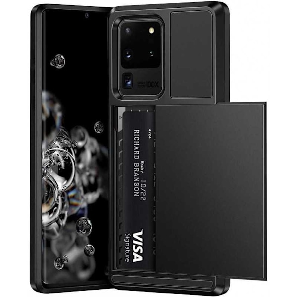 Samsung Galaxy S20 Ultra Stöttåligt Skal med Kortfack Svart