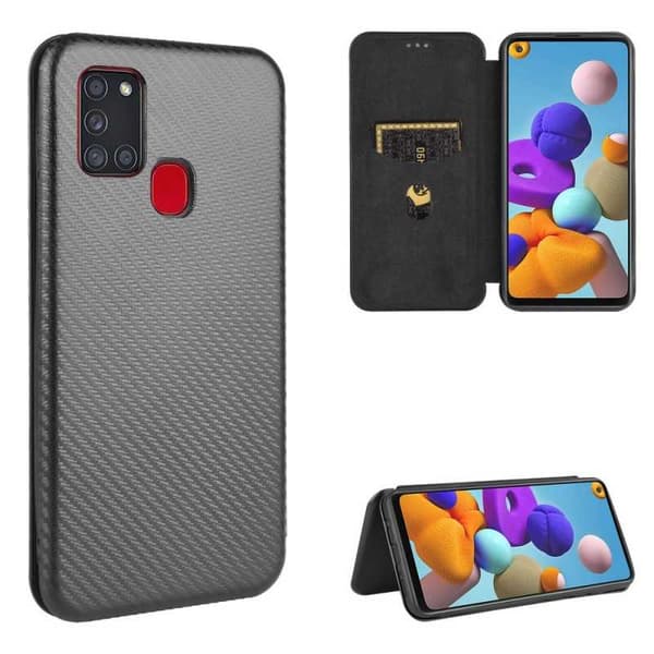 Samsung A21s Flipfodral Kortfack CarbonDreams Svart