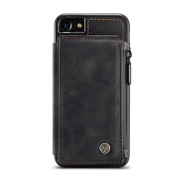 iPhone 7 Skal Korthållare & Dragkedja 4-FACK CaseMe Flippr Svart