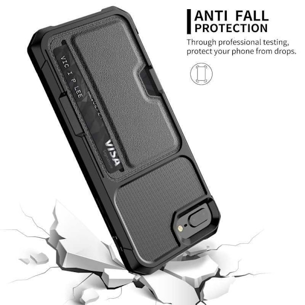 iPhone 7 Plus:n iskunkestävä kansi korttilokerolla Solid V2 Black