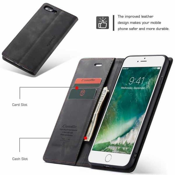 iPhone 8 Plus Elegant Flipfodral CaseMe 3-FACK Black