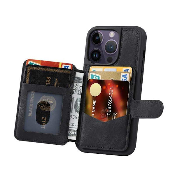 iPhone 13 Pro Max Stöttåligt Premium Skal RFID 7-FACK Solid V6 Nordcell™ Svart