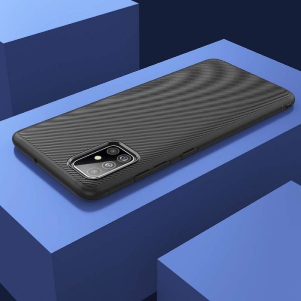 Samsung Galaxy A71 Stilfuldt stødsikkert cover FullCarbon V3 Black