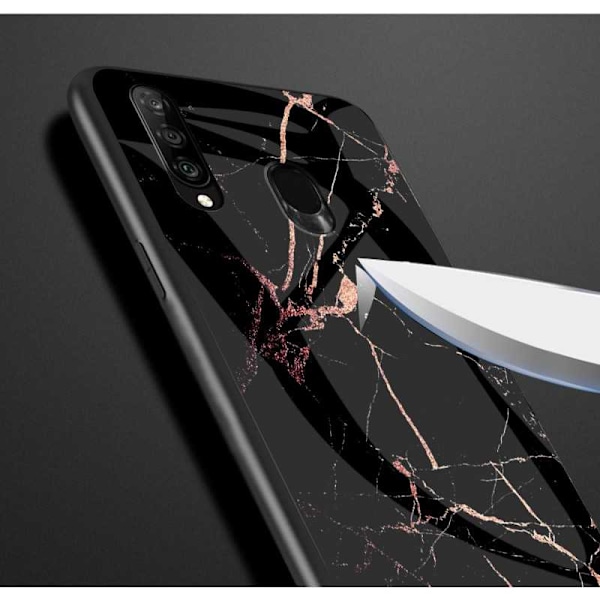 Xiaomi Mi A2 Lite Marble Shell 9H karkaistu lasi tausta Glassback V2 White Vit