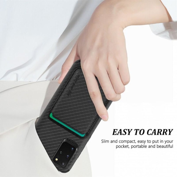 Samsung S20 Plus Stødsikker skal med magnetkortholder Magsafe RF Black
