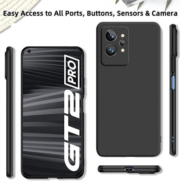 Realme GT 2 / GT Neo 2 Ultratunn Gummibelagd Mattsvart Skal Basic V2 Svart