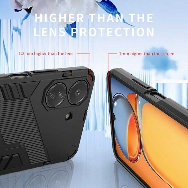 Xiaomi Redmi 13C 4G Stöttåligt Skal med Kickstand ThinArmor V2 - Svart