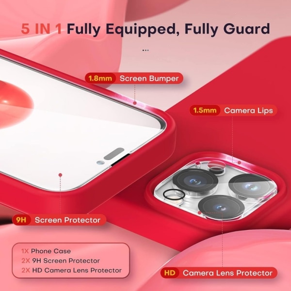 3in1 Gummibelagt Stilrent Skal iPhone 14 Pro - Röd