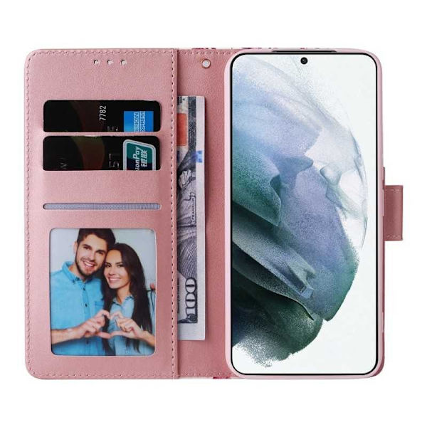 Samsung S22 Trendy Pung Etui Sparkle 4-RUMMET Rosa