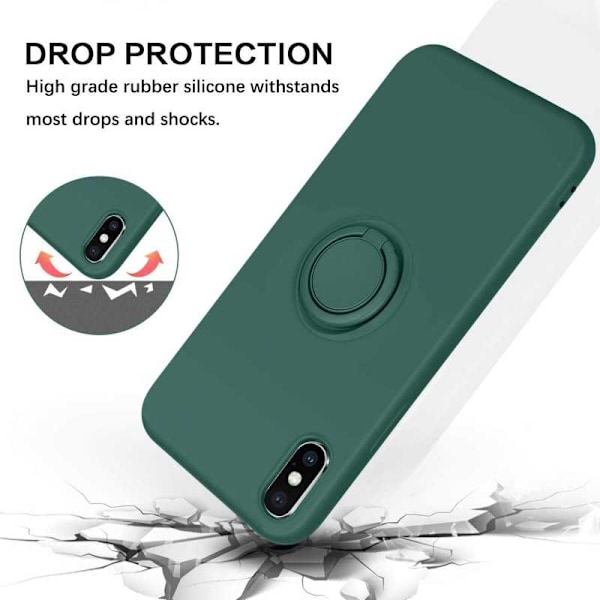 iPhone XS Max Stöttåligt Skal med Ringhållare CamShield Grön