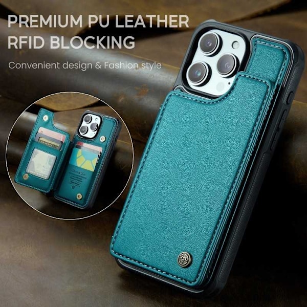 CaseMe Shockproof Cover Kortholder Stander 4-rums iPhone 13 Pro Grön