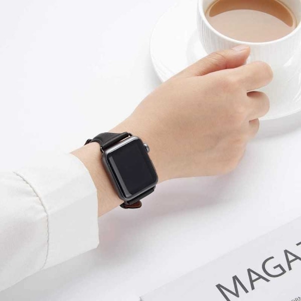 Apple Watch 38/40/41mm stilfuldt læderarmbånd Mercy Svart