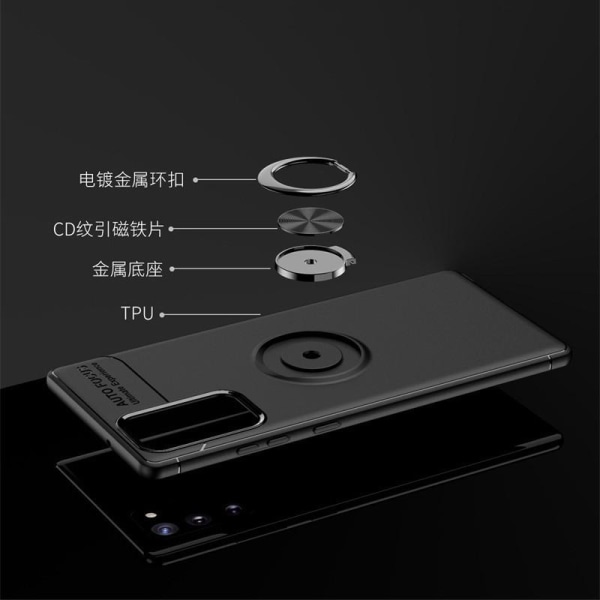 Samsung Note 20 Praktisk stødsikkert cover med ringholder V3 Black