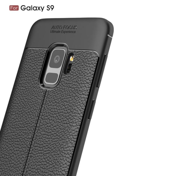 Samsung S9 Stöttåligt & Stötdämpande Skal LeatherBack Svart