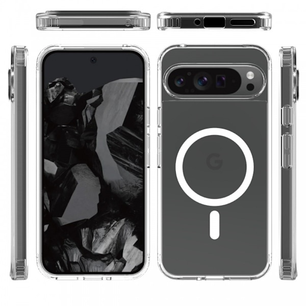 Google Pixel 9 / 9 Pro Transparent Stötdämpande Skal MagSafe-Kompatibelt
