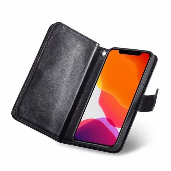iPhone 13 Praktiskt Plånboksfodral 2in1 med 11-Fack Loop Black