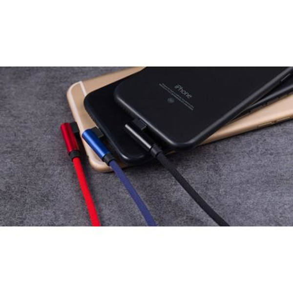 2m Slitstark Flätad Metallic Lightning Kabel Quick Charge 3.0 Röd