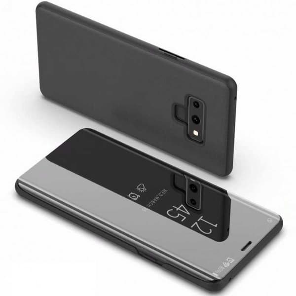 Samsung Note 9 Smart Flip Case Clear View Seisova V2 Rocket Svart