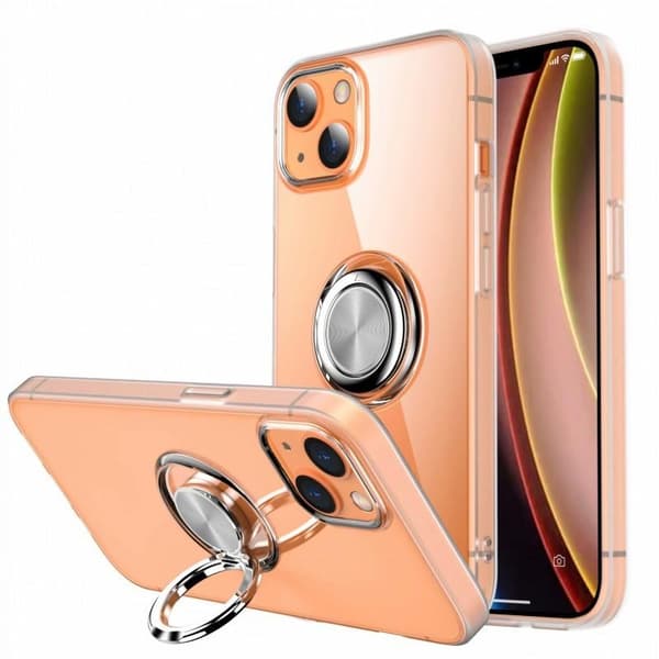 iPhone 14 Max Støtsikker Deksel med Ringholder Fresh Transparent