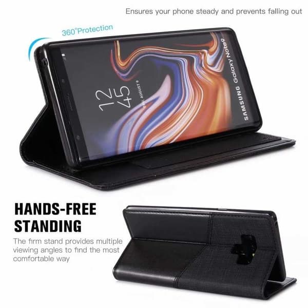 Samsung Note 9 tyylikäs PU-nahkakotelo RFID-estolla Black