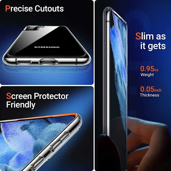 Samsung S21 Plus stødabsorberende silikonecover Enkelt Transparent