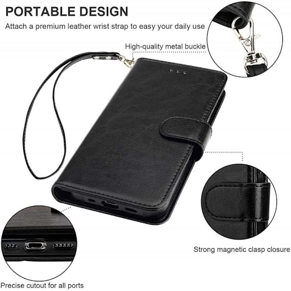 iPhone 12 Plånboksfodral PU-Läder 4-FACK Svart