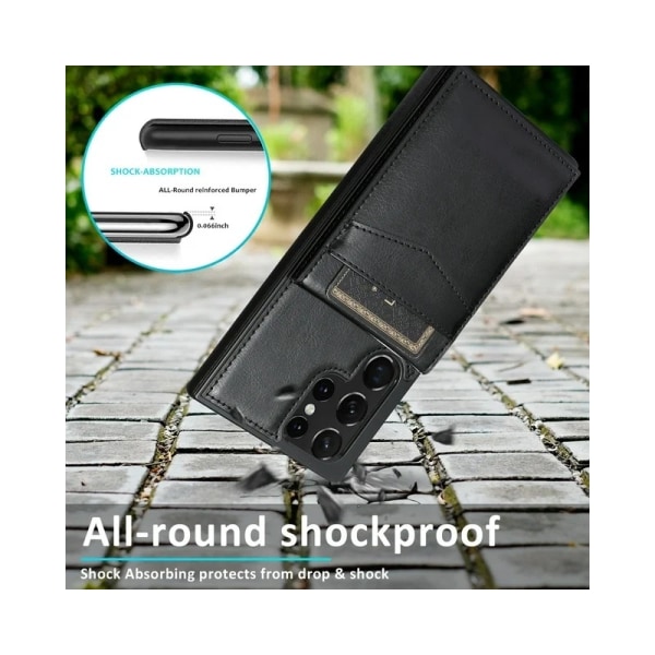 Samsung S24 Ultra Mobilskal Korthållare 5-FACK Retro V3 - Svart