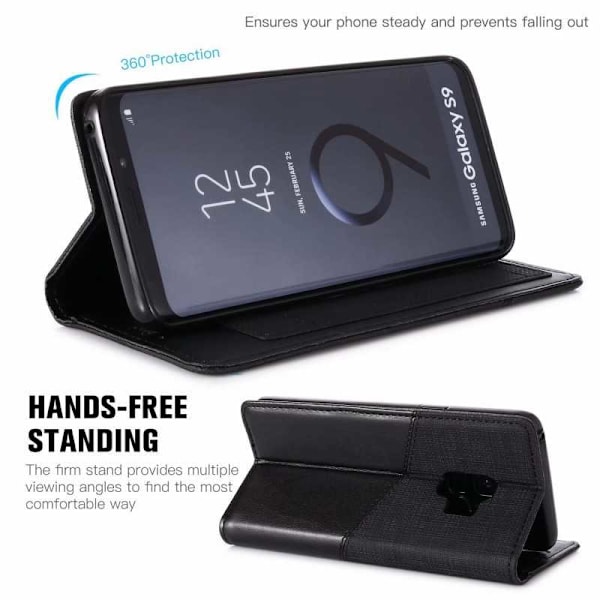 Samsung S9 Plus Elegant Fodral i PU-Läder med RFID Block Svart