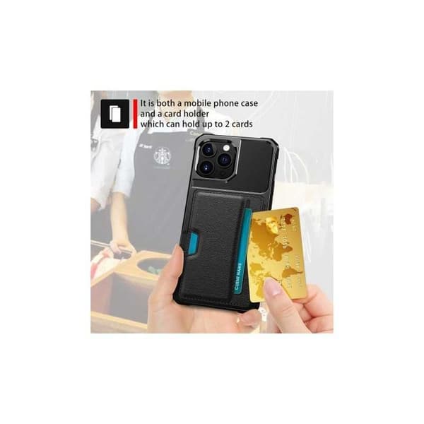 iPhone 13 Pro Max Iskunkestävä kansi korttipaikalla Solid V2 Black
