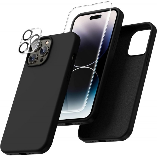 Gummibelagt stilig deksel 3in1 iPhone 15 Pro Max - Sort