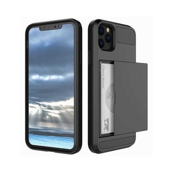 iPhone 11 Stöttåligt Skal med Kortfack Svart