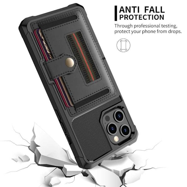 iPhone 12 Pro Max Stöttåligt Skal med Kortfack Solid V5 Svart