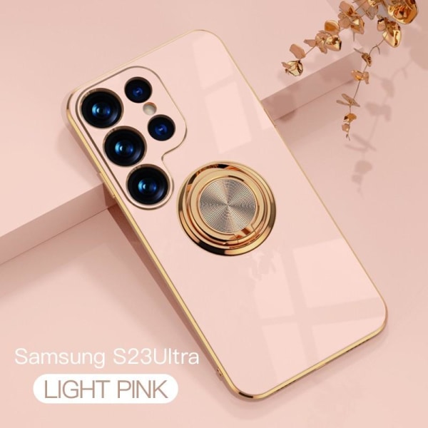 Samsung S23 Ultra Elegant & Stöttåligt Skal med Ringhållare Flaw Rosa