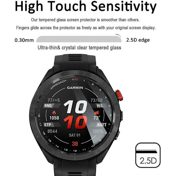 Hærdet glas 0,2 mm 9H til Garmin Approach S70 Transparent
