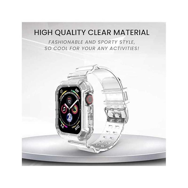 Apple Watch 42/44/45mm iskunkestävä ja läpinäkyvä rannekoru Transparent