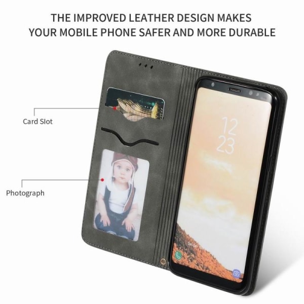Samsung S8 Plus Exclusive Flip Case Card-rom Suede Black