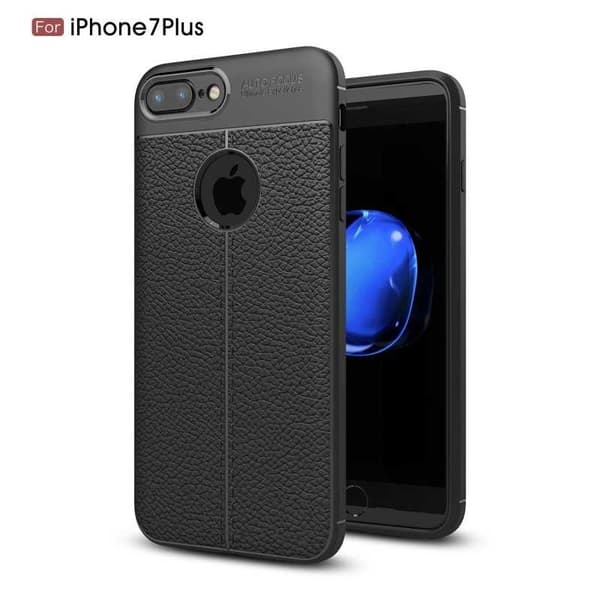 iPhone 7 Plus Stöttåligt & Stötdämpande Skal LeatherBack Svart