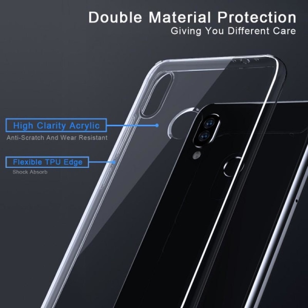 Redmi Note 7 Støtdempende deksel med ripefri Plexiglas Glassback Transparent