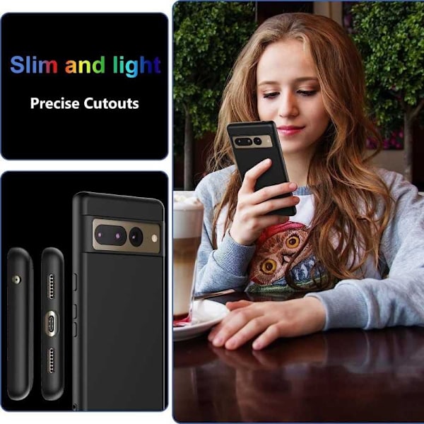 Google Pixel 7 Pro Gummibelagd Mattsvart Silikon Skal Svart