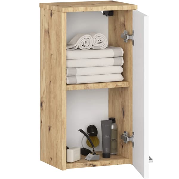 Stilrent väggmonterat badrumsskåp 60 cm Vit Ek Artisan